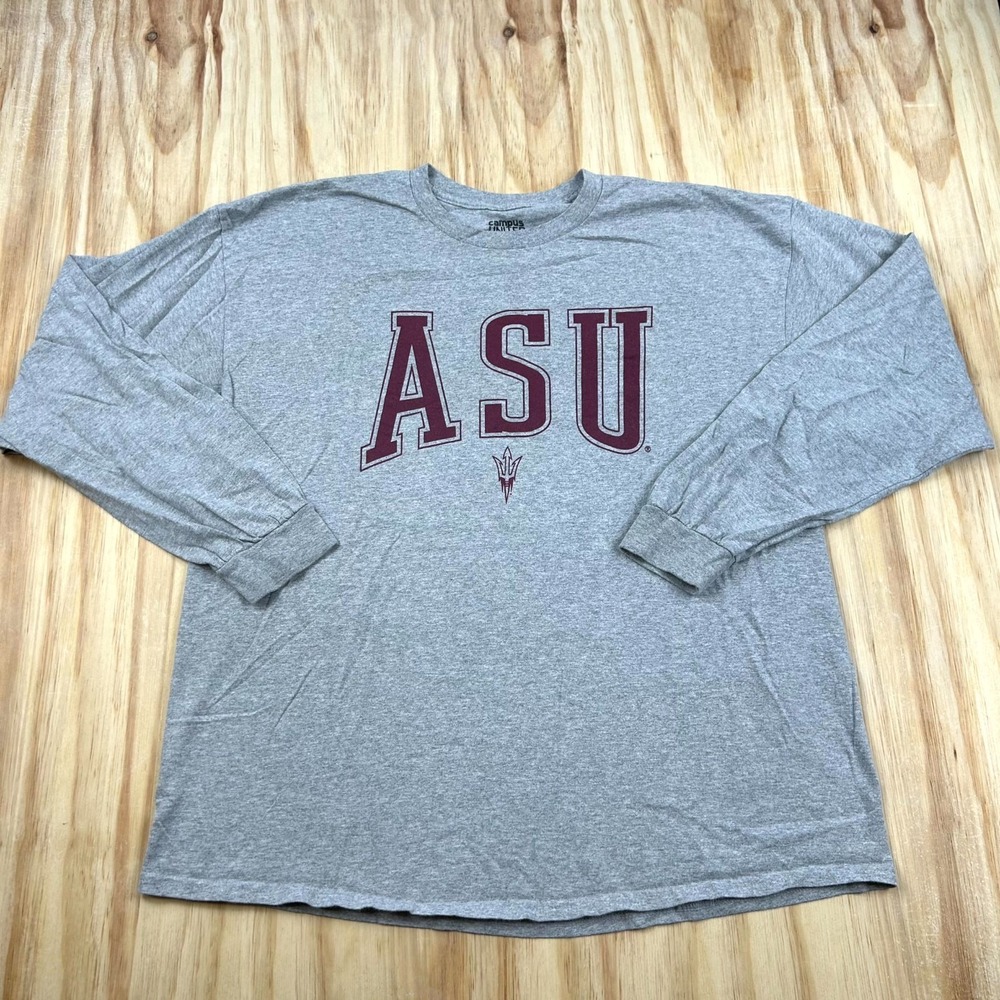 Campus United Arizona State Sun Devils T-Shirt‎ Mens 2XL Gray Long Sleeve NCAA